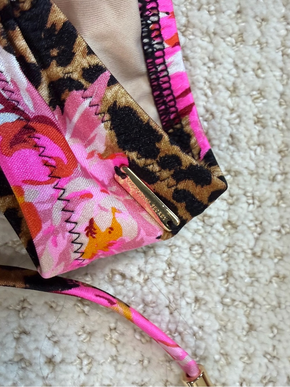 Victoria's Secret Pink, Orange & Gold Floral Leopard Bikini Bottom - Picture 4 of 11